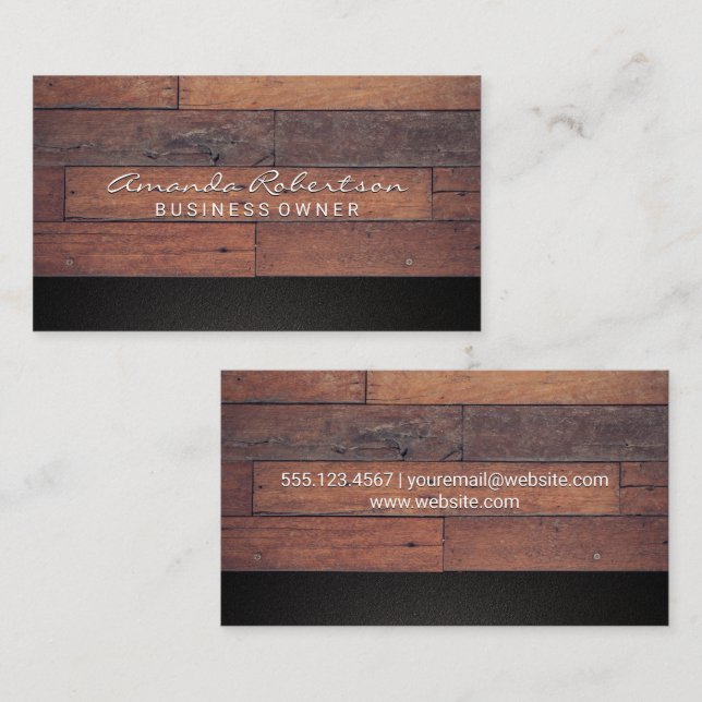 Wooden Boards | Black Texture Business Card (Front/Back)