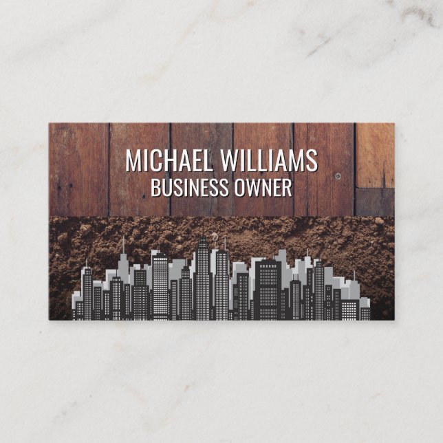 Wooden Boards Dirt | City Business Card (Front)