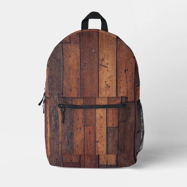 wooden boards printed backpack (Front)