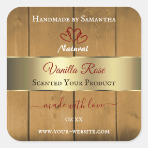 Wooden Boards Product Packaging Labels Gold Border