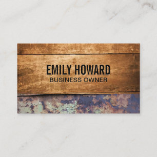 Wooden Boards   Rusted Metal Business Card