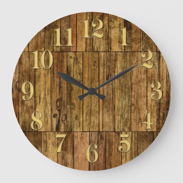 Wooden Boards Wood Panel Effect Clock (Front)