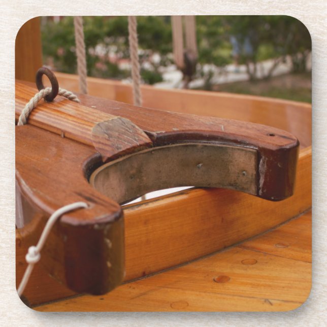 Wooden Boat Boom Yoke Hard plastic coaster (Front)