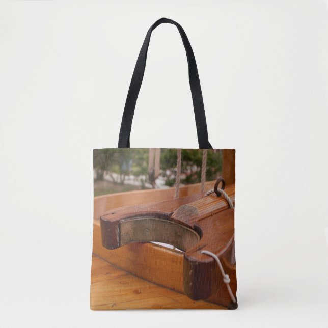 Wooden Boat Boom Yoke Shoulder Tote Bag (Front)