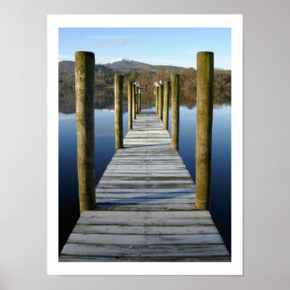 Wooden Boat Landing on Derwentwater  Poster