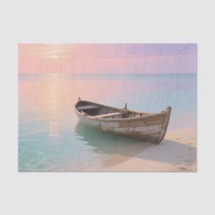 Wooden Boat Tropical Sunset Beach Tissue Paper