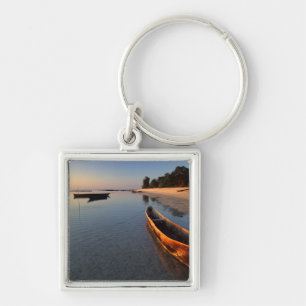 Wooden boats on Tondooni Beach Keychain