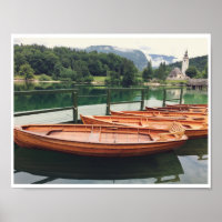Wooden Boats Slovenia Scenic Lake Mist Photography