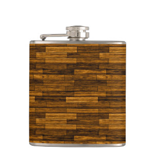 Wooden Bricks Texture Hip Flask