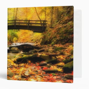 Wooden Bridge and Creek in Fall Binder