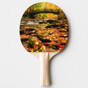 Wooden Bridge and Creek in Fall Ping Pong Paddle