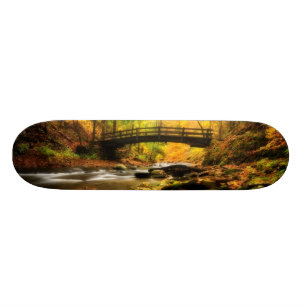 Wooden Bridge and Creek in Fall Skateboard