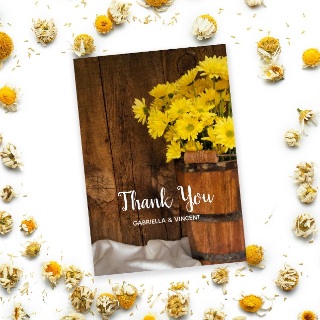 Wooden Bucket and Daisies Barn Wedding Thank You (Creator Uploaded)