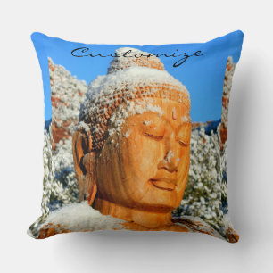 Wooden Buddha in Snow Pillow