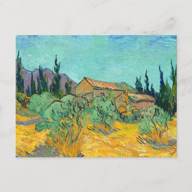 Wooden Cabins among the Olive Trees and Cypresses Postcard (Front)