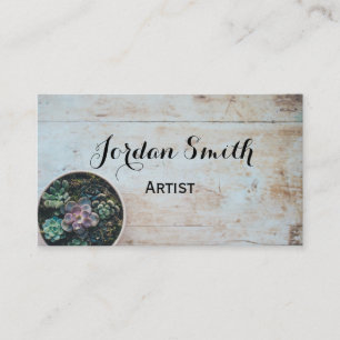 wooden cactus rustic succulent business card