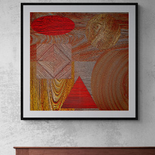 Wooden canvas - textured geometric shapes print