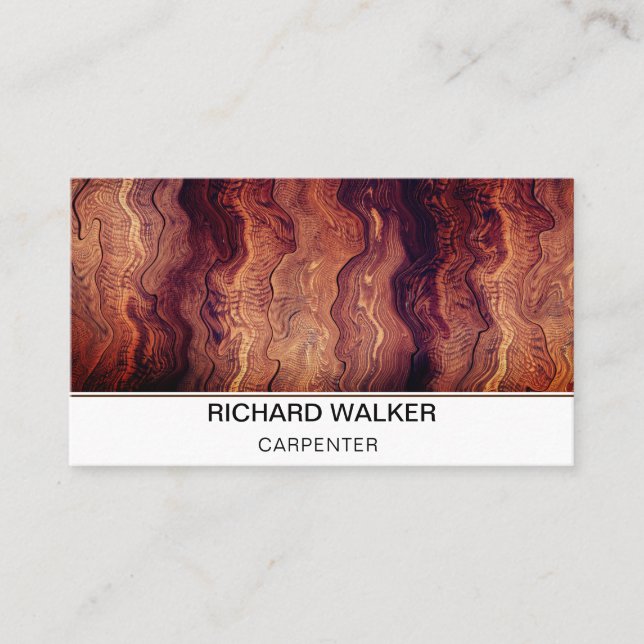 Wooden Carpenter Elegant QR Code Wood Works Business Card (Front)