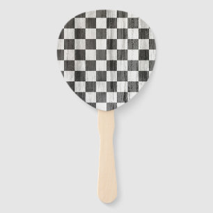 Wooden Checker Pattern Hand Fan