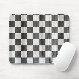Wooden Checker Pattern Mouse Pad