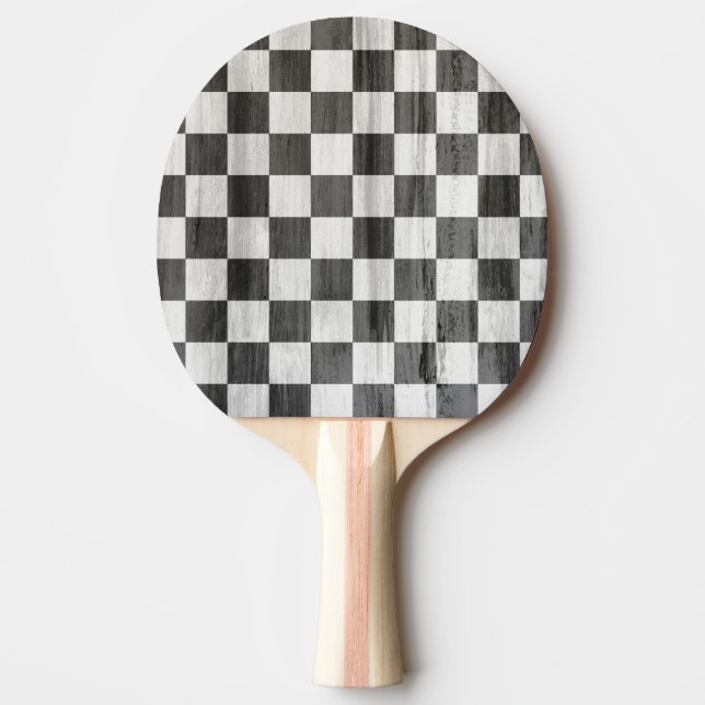 Wooden Checker Pattern Ping Pong Paddle (Front)