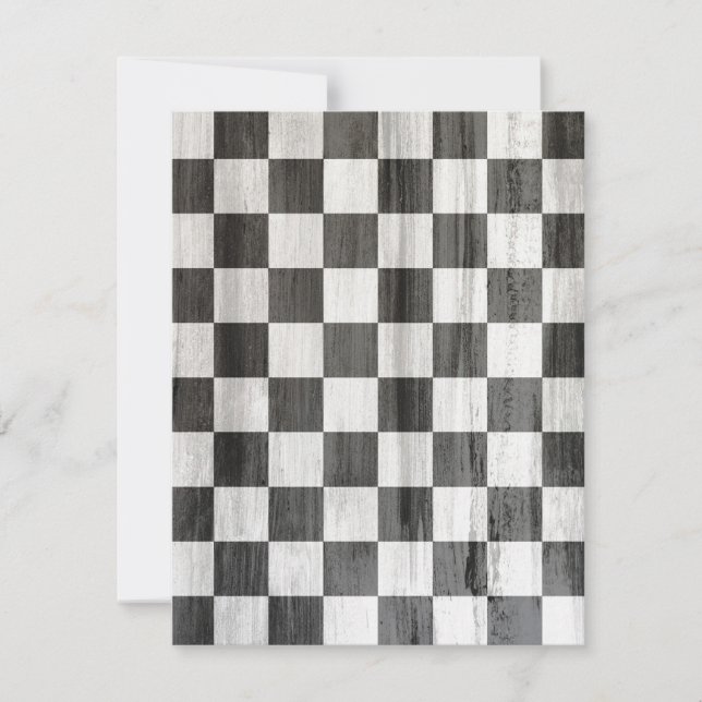 Wooden Chequered Pattern Thank You Card (Front)