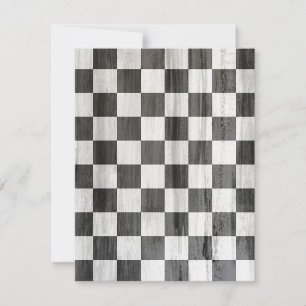 Wooden Chequered Pattern Thank You Card
