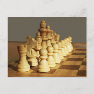 Wooden Chess Board and Pieces Postcard