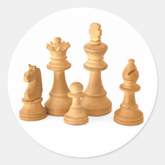Wooden Chess Pieces Classic Round Sticker