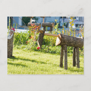 Wooden Christmas deer Holiday Postcard