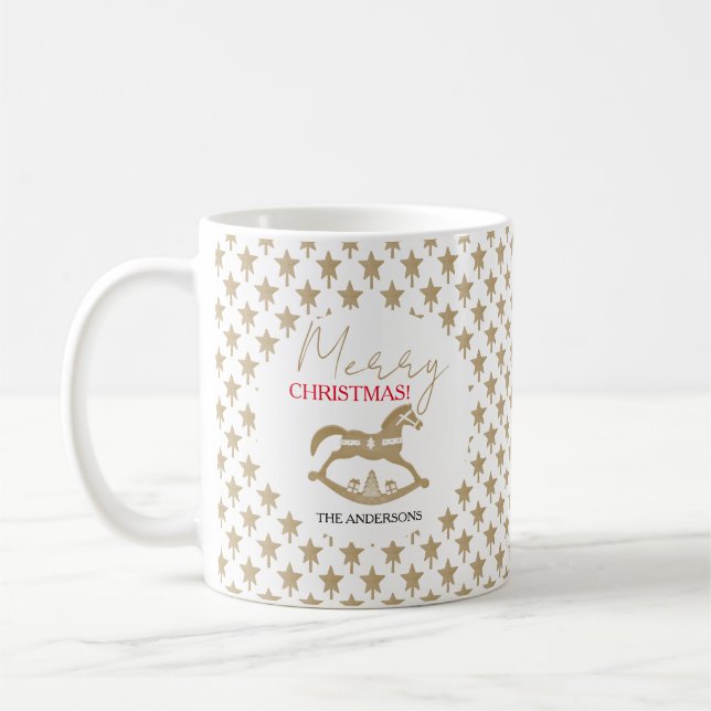 Wooden Christmas Rocking Horse Coffee Mug (Left)