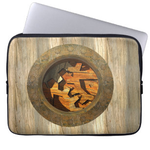wooden clockwork laptop sleeve