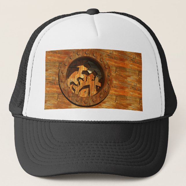wooden clockwork trucker hat (Front)