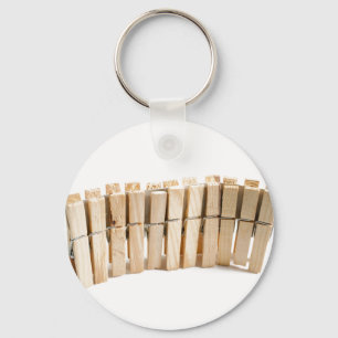 Wooden clothes pegs keychain