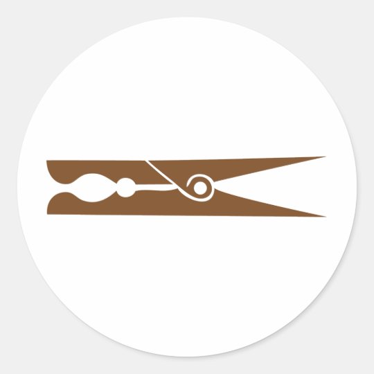 wooden clothespin icon classic round sticker