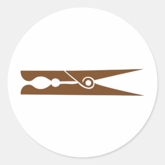 wooden 	clothespin icon classic round sticker