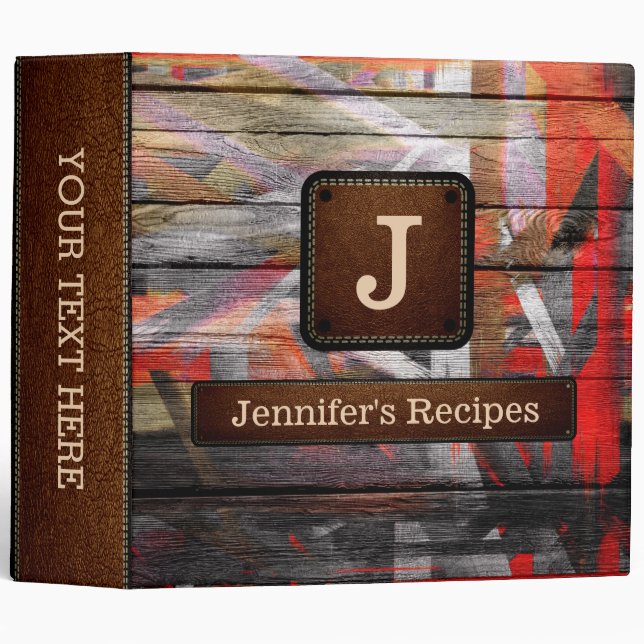 Wooden Coloured Elegant Leather Look #5 Binder (Front/Spine)