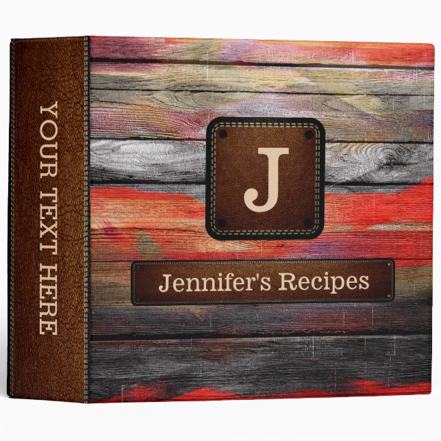 Wooden Coloured Elegant Leather Look #6 Binder (Front/Spine)