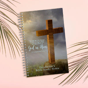 Wooden Cross Bible Verse Personalized Notebook