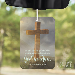 Wooden Cross Scripture Bible Verse Air Freshener