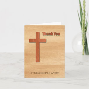 Wooden Cross Sympathy Thank You V Note C Card