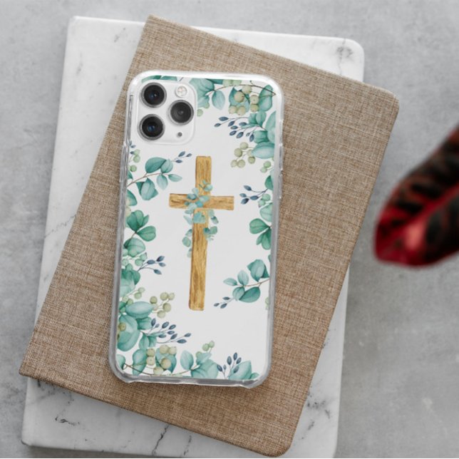 Wooden Cross with Eucalyptus iPhone case (Wooden Cross with Eucalyptus iPhone case)