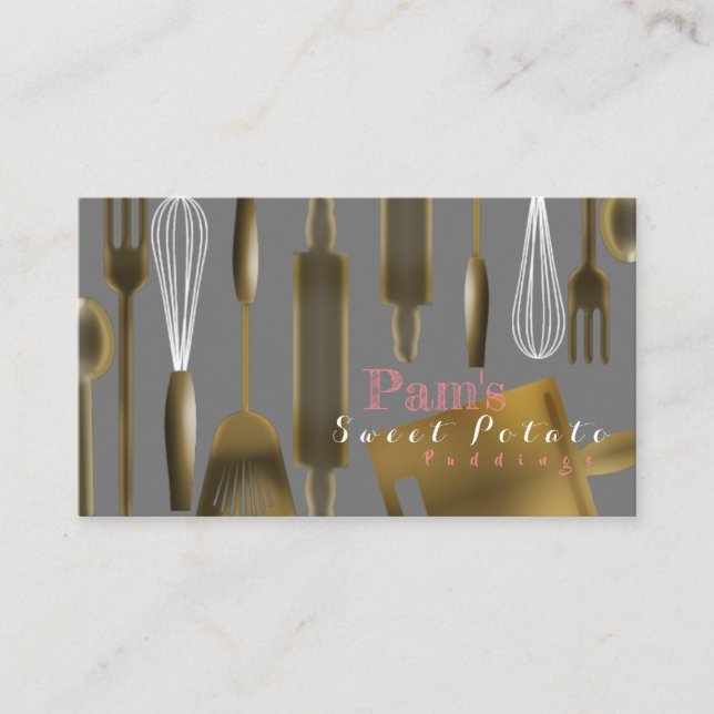 Wooden Culinary Utensils Cook/Bake Business Card (Front)
