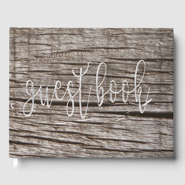 Wooden Dark Timber Beach House Personalized Guest Book (Front)
