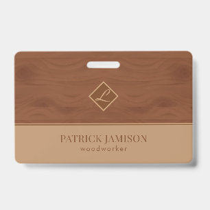 Wooden Design in Brown And Beige Badge