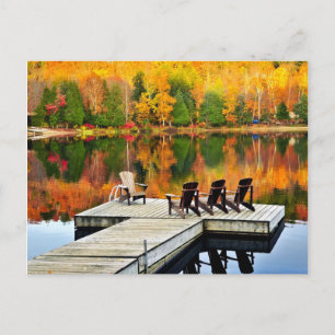 Wooden Dock On Autumn Lake Postcard
