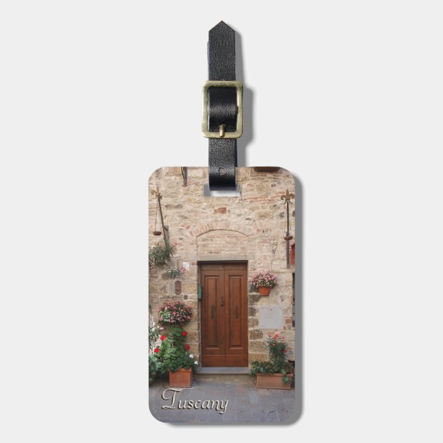 Wooden Door Tuscany Italy Personalized Luggage Tag (Front Vertical)