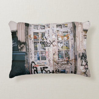 WOODEN DOOR WITH HANDWRITINGS ACCENT PILLOW