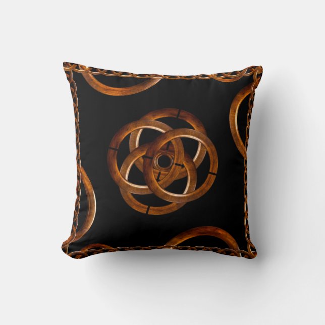 Wooden Elegant Geometric Harmony Throw Pillow (Front)