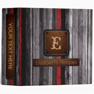 Wooden Elegant Monogram Leather Look #10 Binder